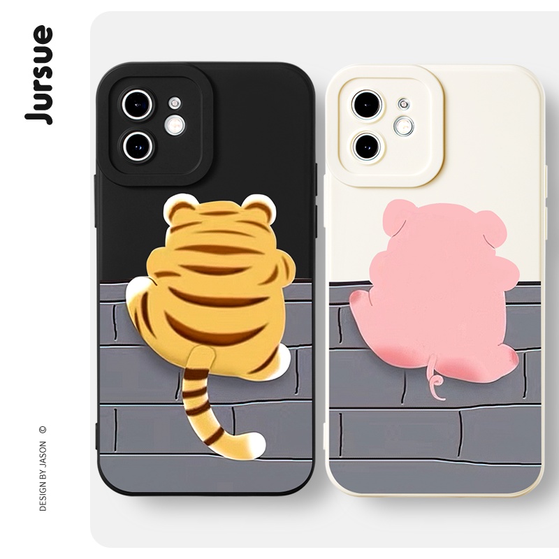 JURSUE เคสคู่ เคสไอโฟน คู่รัก กันกระแทกซิลิโคนนุ่มการ์ตูนน่ารักตลก เคสโทรศัพท์ Compatible for iPhone 16 15 14 13 12 11 Pro Max SE 2020 X XR XS 8 7 Plus พลัส XYH1276