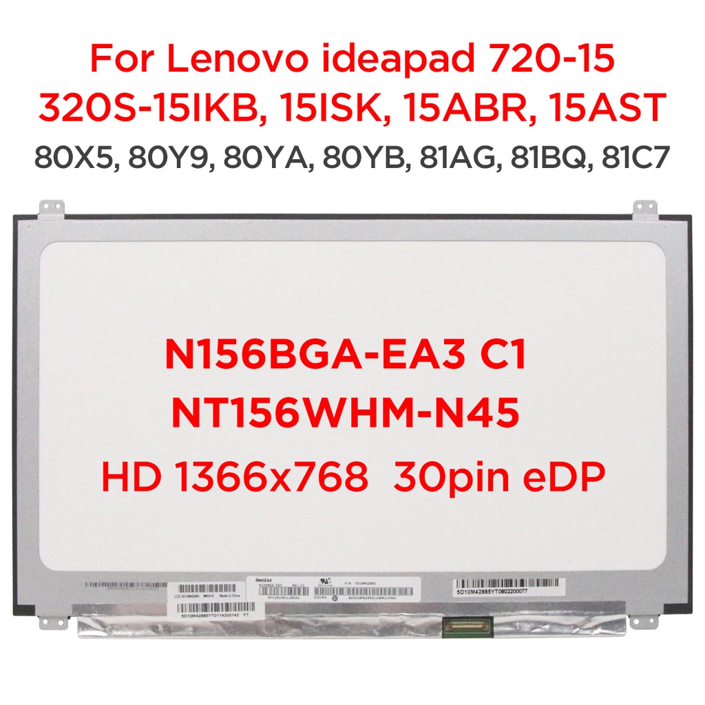 15.6 "Slimแล็ปท็อปหน้าจอLCD N156BGA-EA3 C1 Fit NT156WHM-N45 V8.0 สําหรับLenovo ideapad 320S-15ISK 32