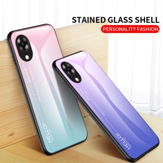 For OPPO A17K Phone Case OPPO A17K กระจกนิรภัย ปลอก ขอบ TPU อ่อน Edge Protection Hard Shockproof Fashion ฝาหลัง