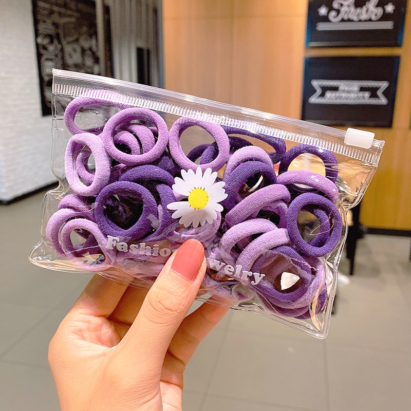 50 ชิ้น เดซี่ ขนาดเล็ก กระเป๋า ไล่ระดับ ผ้าขนหนู Scrunchie ยางรัดผมหางม้า เชือกรัดผม สาว ที่มีสีสัน