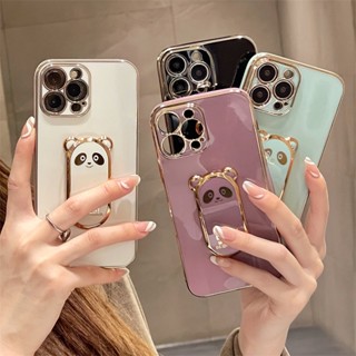เคสโทรศัพท์มือถือแบบนิ่ม ทรงสี่เหลี่ยม ลายแพนด้าน่ารัก พร้อมที่ตั้งวาง สําหรับ Xiaomi 13 Lite Mi Civi 2 Poco M3 11i Mix 4 5G 1S