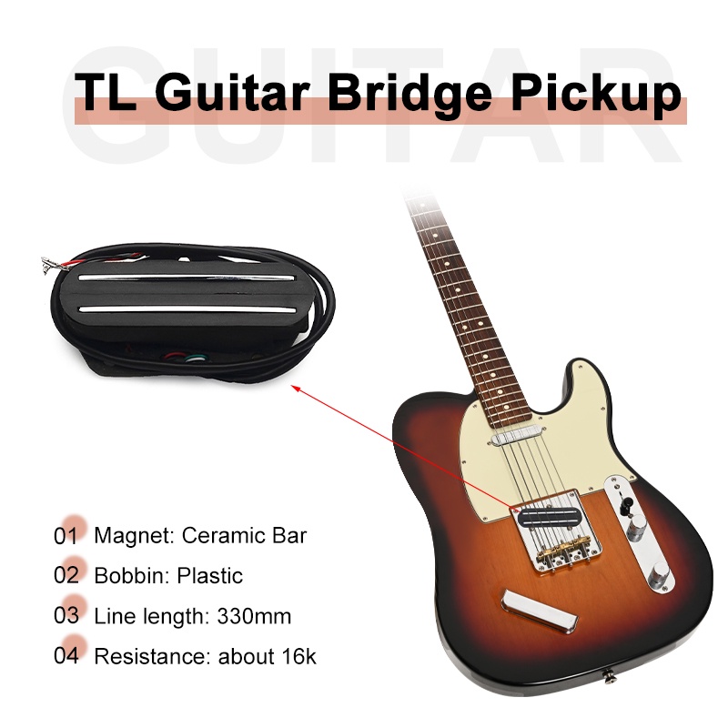Tl Humbucker Bridge Pickup กีตาร์ไฟฟ้า Humbucker Pickup สําหรับสะพานขดลวดแยกสี่ตัวตัวนําพร้อมสายเคเบ