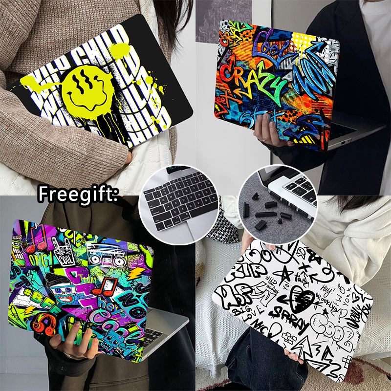 บทคัดย่อ Graffiti ภาพวาดแป้นพิมพ์ + ปลั๊กฝุ่นสําหรับ 2026 Macbook Neo A3404 Pro M5 A3434 Air M5 A3449 Air M1 M2 M3 Pro 13 14 15 16 นิ้ว Touch Bar A1990 A2338 A2141