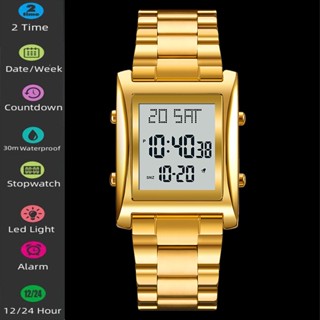 Skmei นาฬิกาข้อมือดิจิทัล มีไฟ Led กันน้ํา สายเหล็ก สไตล์สปอ…