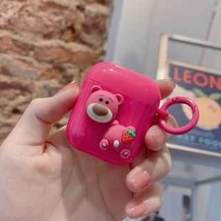 เคสหูฟังบลูทูธ แบบนิ่ม ลายหมีสตรอเบอร์รี่น่ารัก สําหรับ Airpods 1 2pro