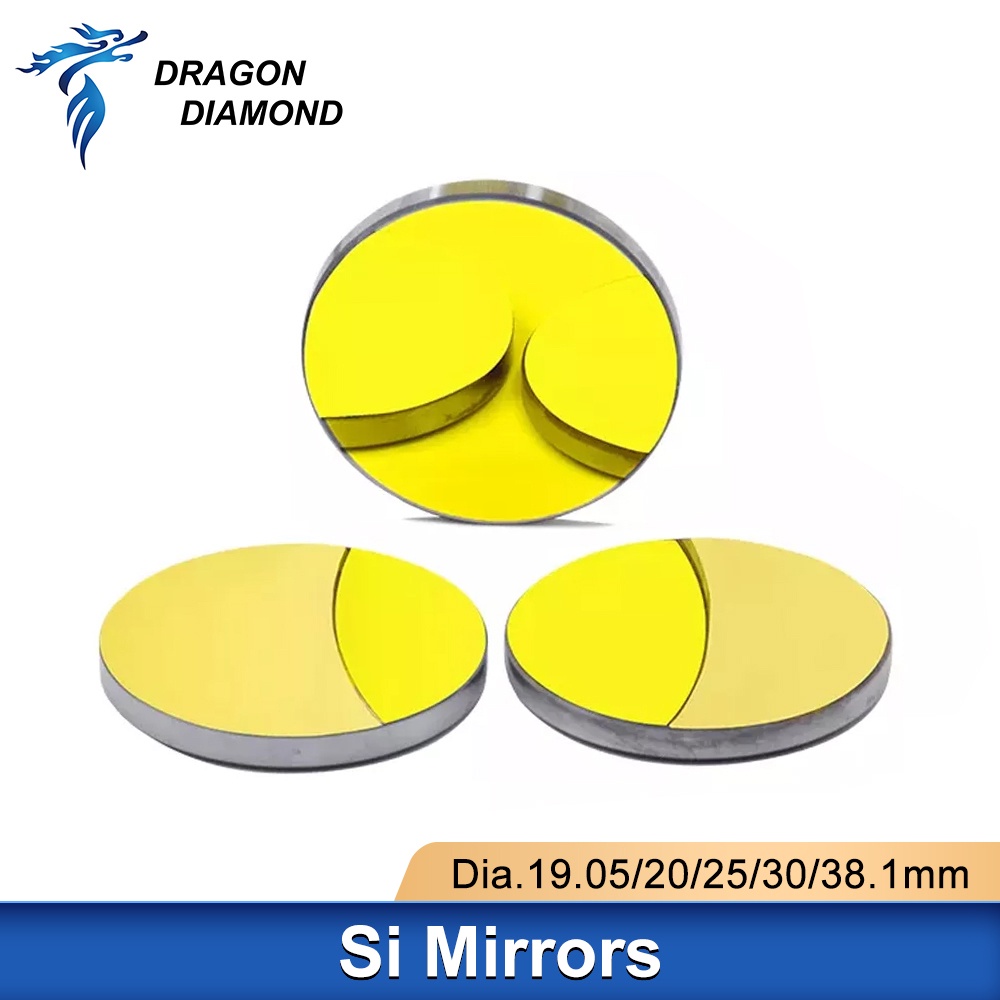 Dragon DIAMOND กระจกสะท้อนแสง D19.05 20 25 30 38.1 มม. เคลือบสีทอง สําหรับเครื่องแกะสลักเลเซอร์ CO2 3 ชิ้น ต่อล็อต