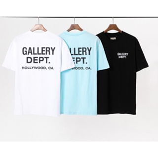 GALLERY DEPT GD ใหม่เสื้อยืดคอกลมลายพรางผู้ชายและผู้หญิงลำลองแขนสั้น0223