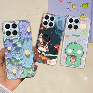 เคสโทรศัพท์มือถือ TPU ใส พิมพ์ลายอวกาศมนุษย์อวกาศ ดอกไม้ สําหรับ Honor X8 4G TFY-LX1 X30i TFY-AN00 2023 HonorX8 X 8 4G