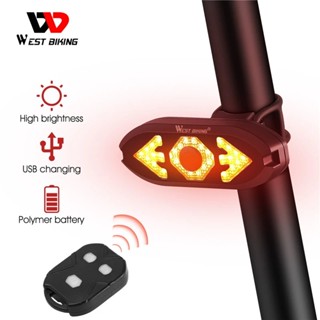 WEST BIKING ไฟท้ายจักรยาน LED ชาร์จ USB พร้อมรีโมตคอนโทรล