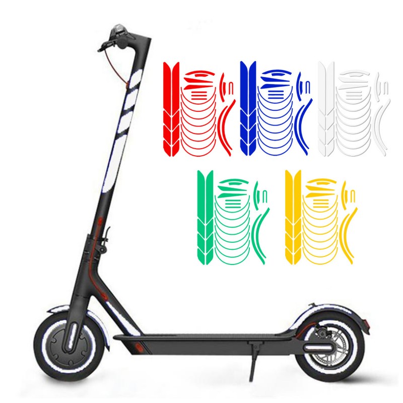 1 ชุดสติกเกอร์สะท้อนแสงล้อ Decals ยางสะท้อนแสง Applique เทปสําหรับ XIAOMI M365 Pro 1S Night Safety ฝาครอบคําเตือน