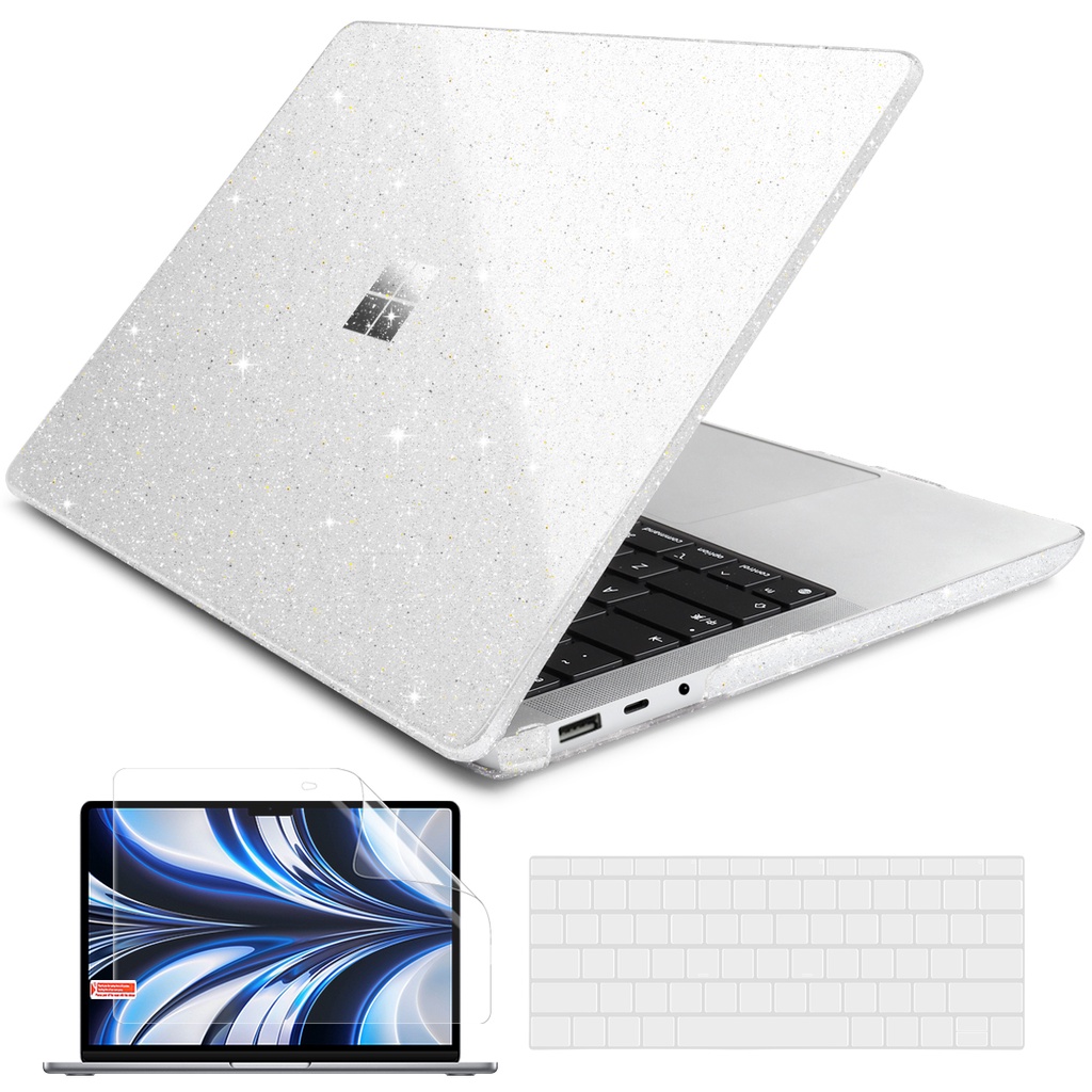เคสคริสตัล สําหรับ Microsoft Surface go 1/2/3 12.4 นิ้ว พร้อมแถบสัมผัส 2013/1943 Surface 13.5/13.8 นิ้วแล็ปท็อป (2/3/4/5) พร้อม Metal/Alcantara Material คีย์บอร์ด glitter clear shell