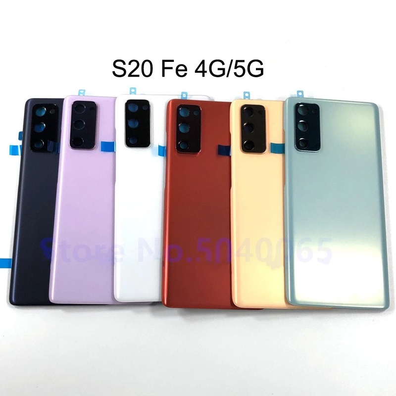 ฝาครอบแบตเตอรี่ด้านหลัง พร้อมเลนส์กล้อง และกาว สําหรับ Samsung S20 Fe S20fe 4G 5G