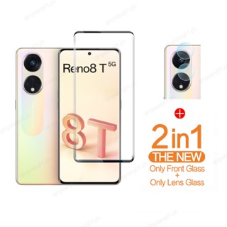 2 IN 1 ฟิล์มกระจกนิรภัยกันรอยหน้าจอ พร้อมตัวป้องกันกล้อง สําหรับ OPPO Reno 8T 5G OPPO RENO8T 4G A78 17K A95 5G A15 A15s A16 A74 5G A54 5G A94 5G A93 A53