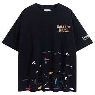 GALLERY DEPT GD แฟชั่นเสื้อยืดแขนสั้นลำลองสำหรับบุรุษและสตรีใหม่ผ้าฝ้ายแท้