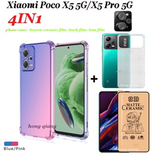 4in1 เคสโทรศัพท์มือถือแบบนิ่ม TPU กันกระแทก ไล่โทนสี พร้อมช่องเจาะ สําหรับ Xiaomi POCO X5 5G X5 Pro X4 GT X4 Pro X3 GT X3 Pro X3