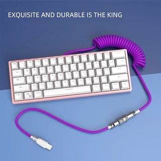 Custom Make Single Sleeved Pet Mechanical Keyboard Coiled USB To Type C Mini Micro Spiral Cable สีสัน Gx12 ซ็อกเก็ตการบิน