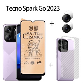 3in1 Tecno Pop 7 Pro กระจกนิรภัยกันรอยหน้าจอ + ฟิล์มกล้อง + ฟิล์มด้านหลัง Tecno Spark Go 2023