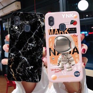 Samsung Galaxy M20 A40 เคส น่ารัก นักบินอวกาศ หินอ่อน ทาสี TPU นิ่ม ซิลิโคน ป้องกัน เคสโทรศัพท์