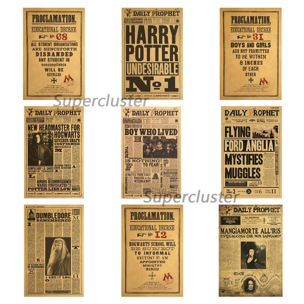 วอลเปเปอร์ติดผนัง ลาย Harry Potter All combo 37 แบบ สไตล์วินเทจ