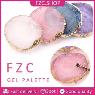 Fzc จานผสมสีทาเล็บ เรซินธรรมชาติ ขอบสีทอง สําหรับตกแต่งเล็บเจล 1 ชิ้น