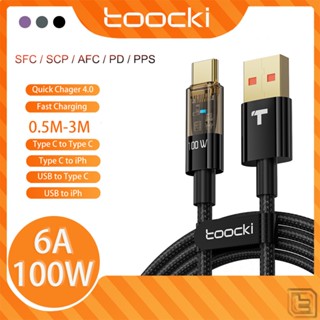 Toocki สายชาร์จ 100W 20W 12W ชาร์จเร็ว 6A 5A 3A 2.4A type c usb-type c ios type c ios สําหรับโทรศัพท์มือถือ Android Iphone