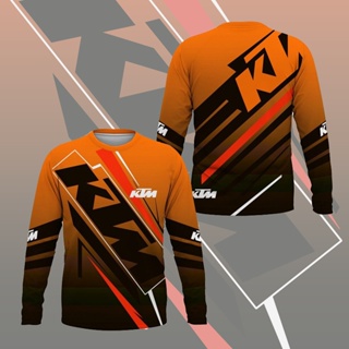 เสื้อยืดลําลอง แขนยาว คอกลม พิมพ์ลาย KTM F1 สําหรับผู้ชาย เหมาะกับการแข่งรถจักรยานยนต์