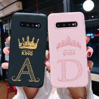 Samsung Galaxy S10 Plus S10+ เคสแฟชั่น King Queen ตัวอักษร เคสยางนิ่ม กันกระแทก เคสป้องกัน