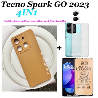 4 in1 เคสโทรศัพท์มือถือ ซิลิโคนนิ่ม สีแคนดี้ สําหรับ Tecno Spark GO 2023 Spark 6 GO Spark 8P Spark 8C Spark 8