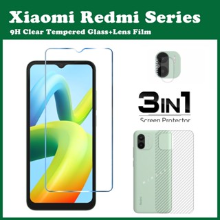 ฟิล์มกระจกนิรภัยกันรอยหน้าจอ 3-in-1 สําหรับ Redmi 12C 10 10A 10C A1 Redmi Note 10S 11 11S