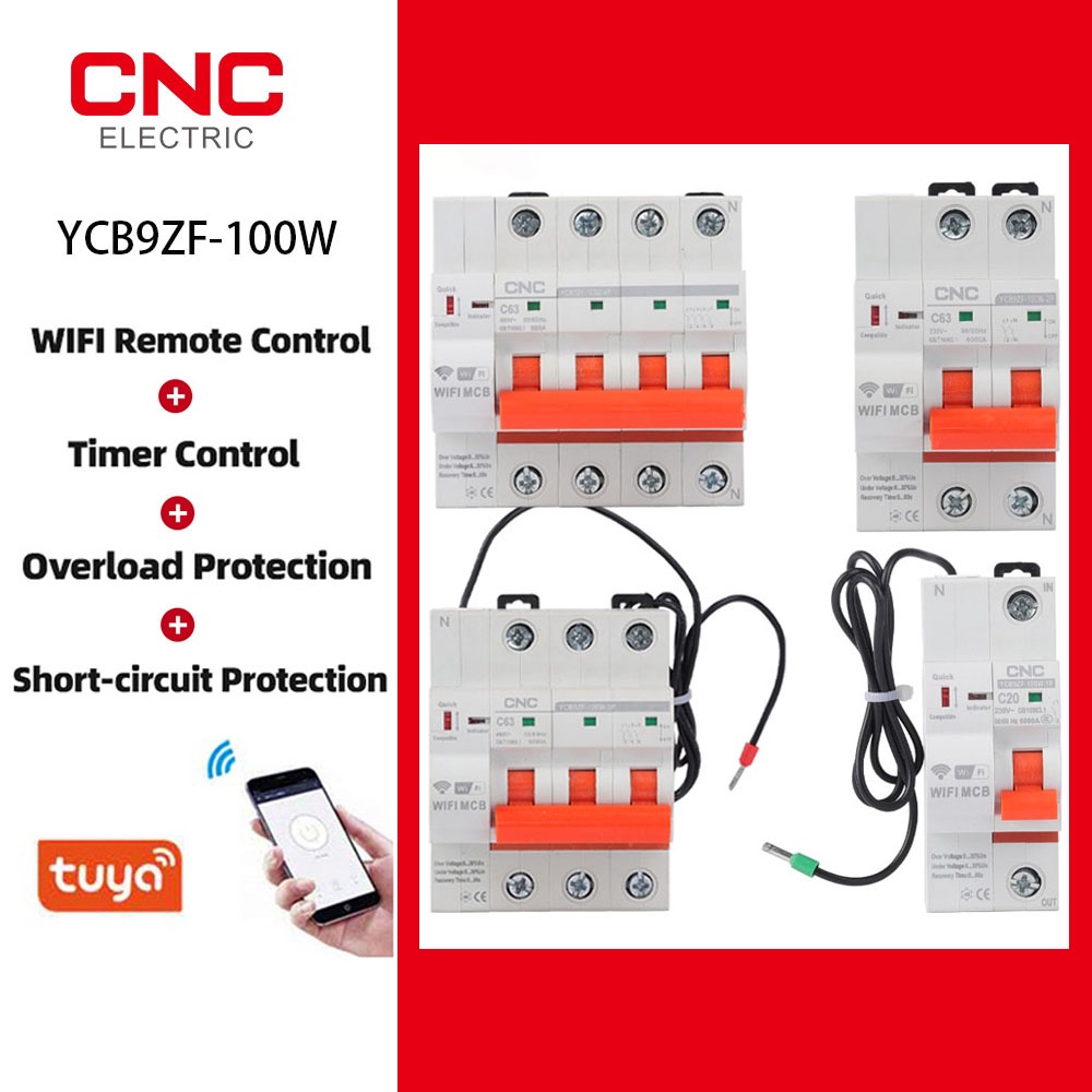 Cnc YCB9ZF 2P3P4P WiFi เบรกเกอร์วงจรอัจฉริยะ ป้องกันไฟฟ้าลัดวงจร ตั้งเวลาปิดอัจฉริยะ สวิตช์ควบคุมระยะไกล