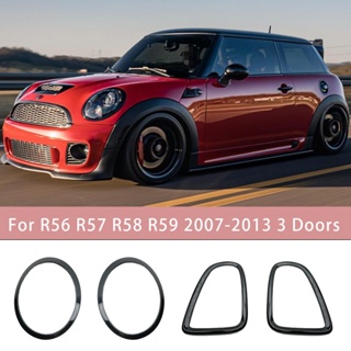 สติกเกอร์กรอบไฟหน้ารถยนต์ สีดําเงา สําหรับ BMW MINI Cooper S/D JCW R55 R56 R57 R58 R59