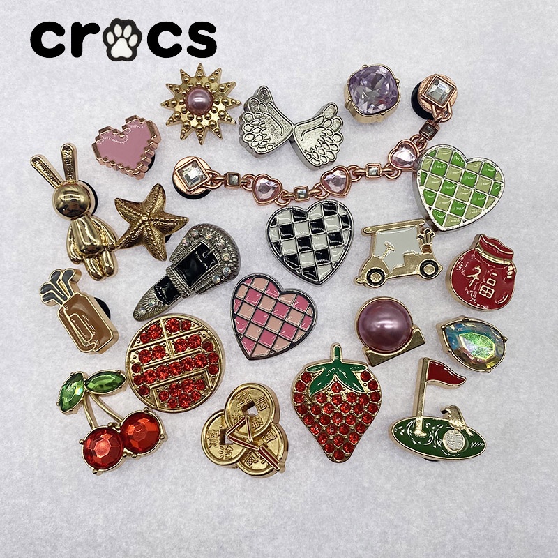 CROCS <FhZ> จิบบิตซ์ โลหะ / จี้รองเท้า / เครื่องประดับรูรองเท้า / จิบบิต / ของแท้ / ชุด DIY