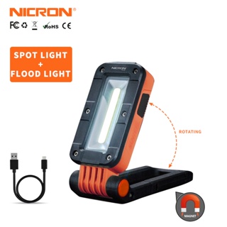 Nicron WL85 ไฟฉาย LED COB 450 ลูเมนส์ กันน้ํา พร้อมตะขอฐานแม่เหล็ก แบบพกพา สําหรับซ่อมแซมรถยนต์ ตั้งแคมป์