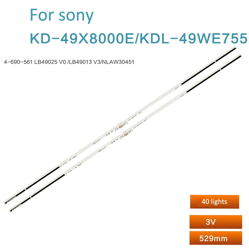 แถบไฟแบ็คไลท์ทีวี สําหรับ Sony KD-49X8000E KD-49X7500F LB49013 25 Screen YM7S490HNG0 2 ชิ้น ต่อชุด