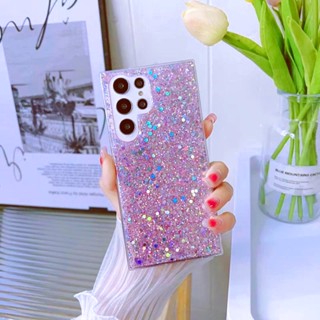 เคสโทรศัพท์มือถือ ซิลิโคนนิ่ม ปิดด้านหลัง ลายกลิตเตอร์ ฟอยล์สีทอง สีเงิน สําหรับ Samsung Galaxy S21 S20 FE S23 S22 Ultra S23+ S22+ S21+ S20 Plus 5G