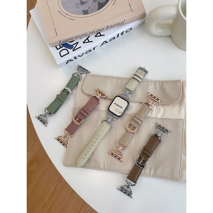 ⊙❦ฤดูใบไม้ผลิและฤดูร้อนที่นุ่มนวลสไตล์ใหม่เหมาะสำหรับ Apple applewatch8 นาฬิกาสายหนังผู้หญิง iwatch7SE