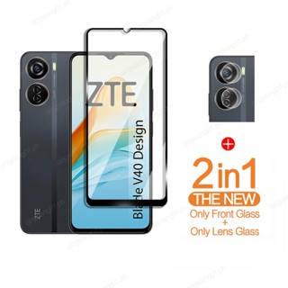 2 in 1 ฟิล์มกระจกนิรภัยกันรอยหน้าจอ ZTE Blade V40 พร้อมตัวป้องกันเลนส์กล้อง สําหรับ ZTE Blade V40 Smart 5G V40