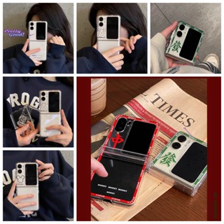 3in1 Oppo Find N2 Flip cute catoon แฟชั่น แบรนด์แข็ง เคสใส กันกระแทก เคสโทรศัพท์ฝาพับด้านหลัง