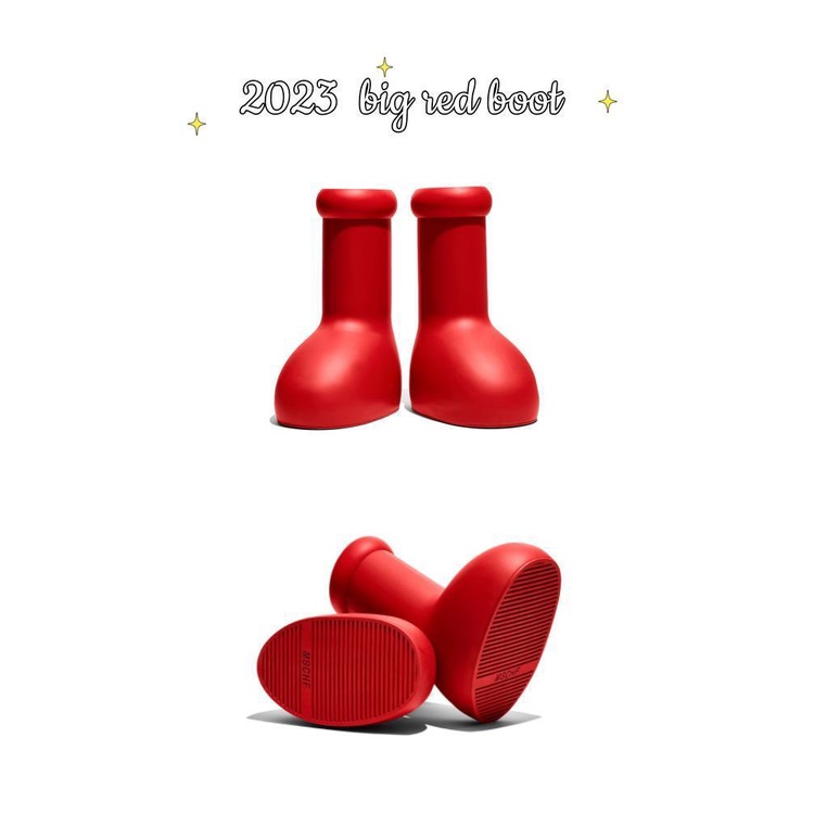 2023 ต้นฤดูใบไม้ผลิใหม่ผนังเหล็ก Astro Boy รองเท้าสีแดงรองเท้ากันฝนผู้หญิงสไตล์เดียวกันรองเท้าด้านล่