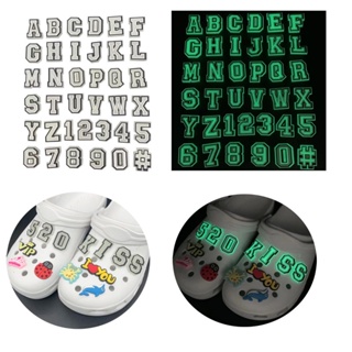 ตัวอักษร A-Z น่ารัก Crocs Jibbitz ตัวอักษร Jibitz Charm Glow In The Dark ตัวอักษร Croc Jibbits สําหรับผู้ชาย อุปกรณ์เสริมรองเท้า ส่องสว่าง จี้รองเท้า หมุดตกแต่ง