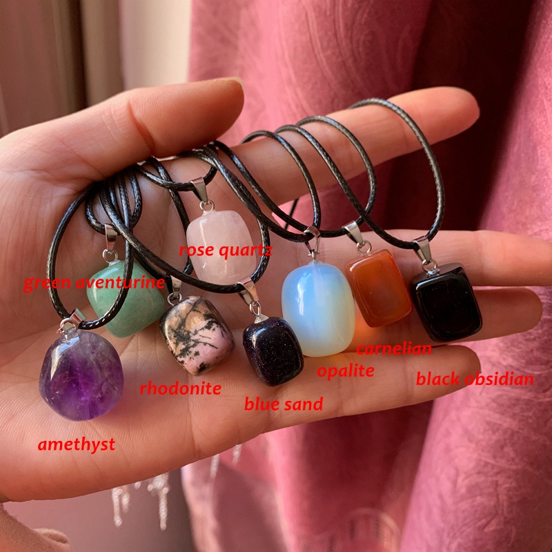 ขัด Rhodonite Stone จี้สร้อยคอ Amethyst Rose Quartz Opalite Carnelian Tumble หินเครื่องประดับ 1 ชิ้น
