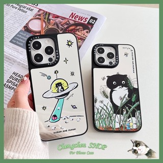 Casetify เคสโทรศัพท์มือถือกระจก ลายแมวดํา สําหรับ iPhone14ProMax 13Pro 13 11 12Promax 13Promax 11 12 13 14