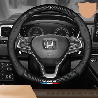 ปลอกหนังหุ้มพวงมาลัยรถยนต์ คาร์บอนไฟเบอร์ 38 ซม. สําหรับ Honda Car Steering Wheel Grip CRV Civic Haoying Lingpai Accord XRV Crown Road