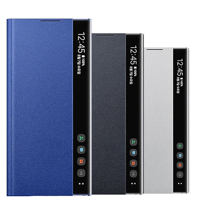 ของแท้ เคสโทรศัพท์มือถือหนัง ฝาพับกระจกใส สําหรับ Samsung Note10 Plus 5G Galaxy Note 10