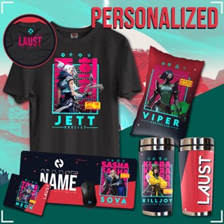 VALORANT Player Set Gamer Jett Neon Killjoy Raze Reyna Personalized Shirt Tumbler Pillow Mouse Pad_01