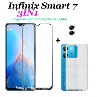 3 in1 ฟิล์มกระจกนิรภัย ฟิล์มเลนส์ ฟิล์มด้านหลัง สําหรับ Infinix Smart 7 Smart 7 plus Smart 6 plus Smart 6 Smart 5 Smart 4