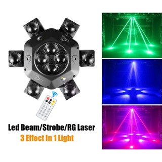 Update New Arrival DJ Light 6 Arm Beam Led Moving Head Light 4 Bee Led With R/G Laser 2 Pcs Led Strobe RGBW 4 IN 1 Unlimited Rotate Like a Flower Use For Disco KTV Party Wedding