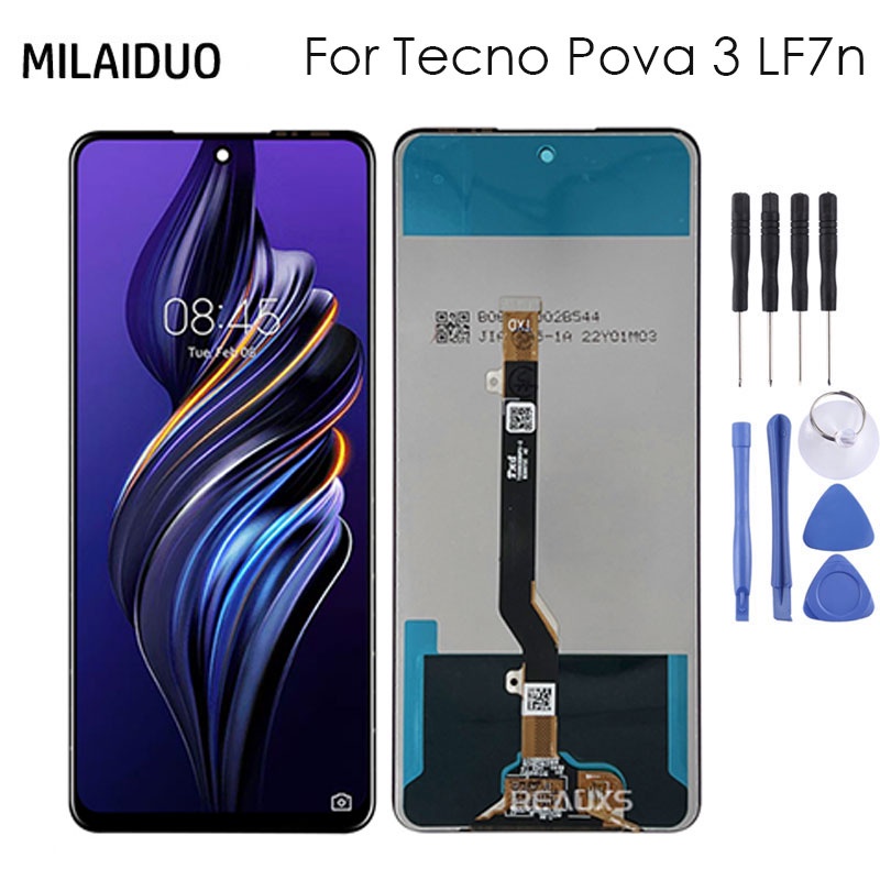 LCD สําหรับ Tecno LCD Pova 3 LF7N LCD หน้าจอสัมผัสชุดกรอบสําหรับเปลี่ยน