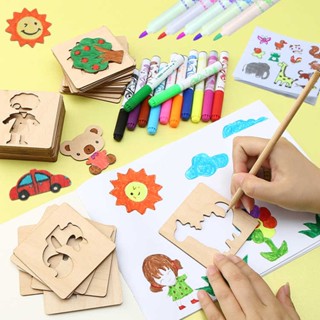 Montessori แม่แบบไม้วาดภาพ ระบายสี DIY ของเล่นเสริมการเรียนรู้ สําหรับเด็ก 10 ชิ้น