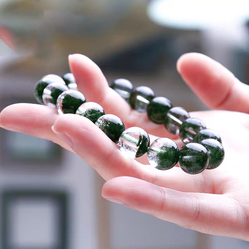 สร้อยข้อมือ เชือกยางยืด ประดับลูกปัดคริสตัล หินธรรมชาติ สีเขียว เหมาะกับของขวัญ แฟชั่นคู่รัก สําหรับผู้ชาย และผู้หญิง